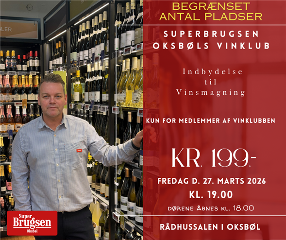 Billet til Vinklubbens vinaften - fredag d. 27. marts 2026